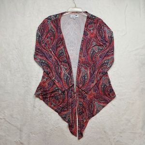 Completely Me Liz Lange Multicolor Pattern Open Front Cardigan Size L